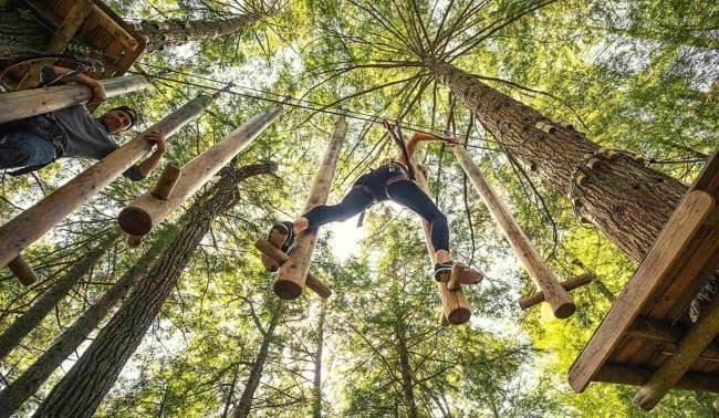 Aerial ropes course at Adirondack Extreme.