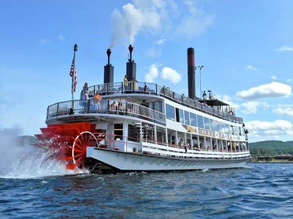 Lake George steamboat on the water.